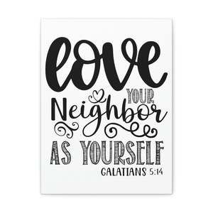 Scripture Sign Love Your Neighbor Galatians 5:14 Heart Christian Wall Art Print